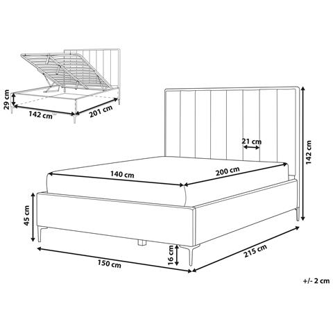 Letto Matrimoniale Tessuto Bouclè Bianco Sporco Con Contenitore 140 X 200 Cm Sezanne - Foto 8