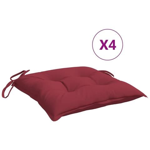 Cuscini Per Sedia 4 Pz Rosso Vino 40x40x7 Cm In Tessuto Oxford - Foto 2
