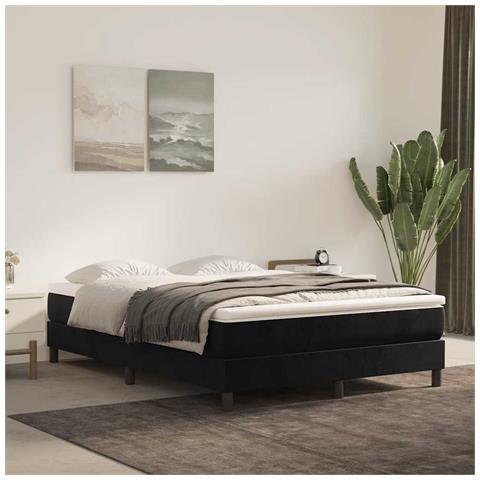 Materasso A Molle Insacchettate Nero 140x210x20 Cm In Velluto - Foto 1