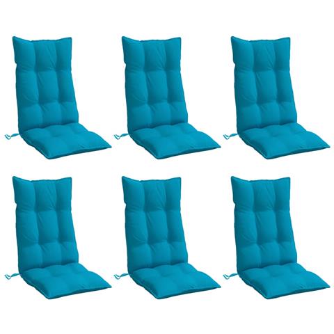 Cuscini Sedia Con Schienale Alto 6 Pz Blu Chiaro Tessuto Oxford - Foto 3