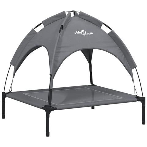 Lettino Per Cani Con Tetto Tessuto Oxford Antracite E Acciaio - Foto 1