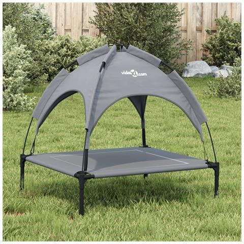 Lettino Per Cani Con Tetto Tessuto Oxford Antracite E Acciaio - Foto 2