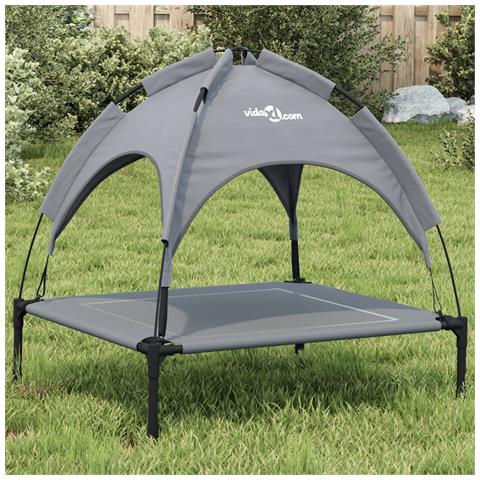 Lettino Per Cani Con Tetto Tessuto Oxford Antracite E Acciaio - Foto 8