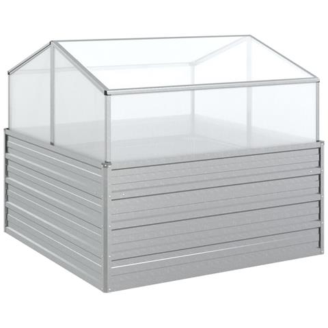 Letto Rialzato Da Giardino Con Serra 100x100x85 Cm Argento - Foto 1