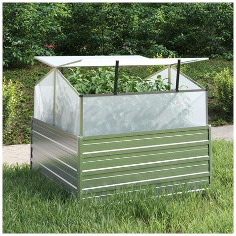 Letto Rialzato Da Giardino Con Serra 100x100x85 Cm Argento - Foto 8