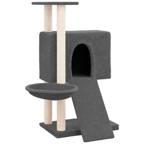 Albero per Gatti con Tiragraffi in Sisal Grigio Scuro 96 cm - Foto 1