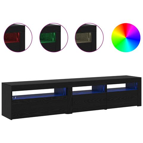 Mobiletti TV 2 pcs con luci LED in rovere nero e legno ingegnerizzato,  Supporto TV con luci LED - Rovere nero - 75x35x40 cm - Fatto in legno ingegnerizzato - Foto 2