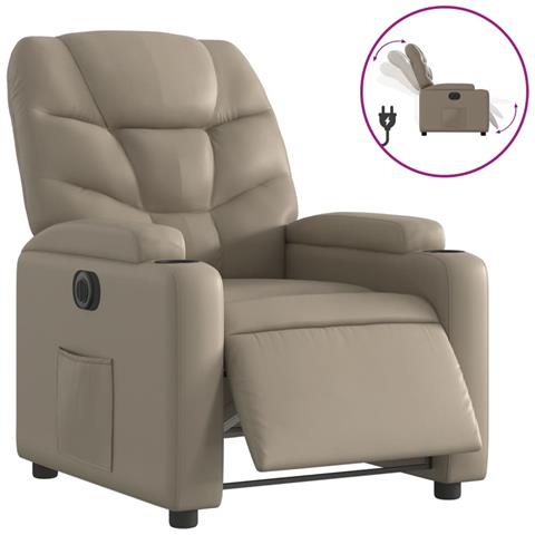 Poltrona Reclinabile Elettrica Cappuccino in Similpelle - Foto 1