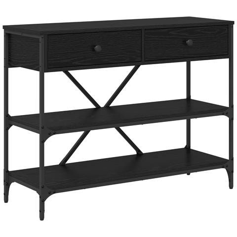 Tavolo Console Rovere Nero 100x34.5x75 cm Legno Ingegnerizzato - Foto 1
