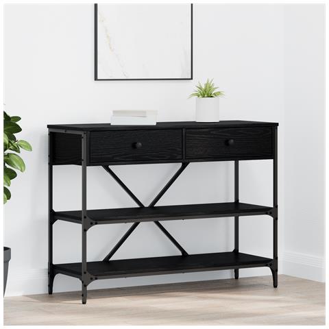 Tavolo Console Rovere Nero 100x34.5x75 cm Legno Ingegnerizzato - Foto 2