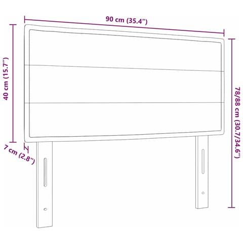 Testiera LED Montaggio a parete Grigio chiaro 90 cm Tessuto - Foto 9