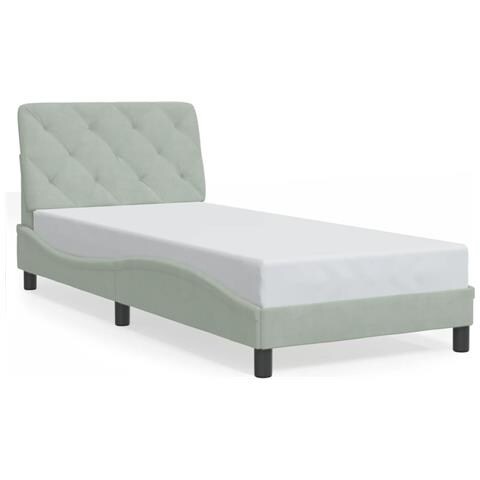 Giroletto senza Materasso Grigio Chiaro 90x190 cm Velluto - Foto 1