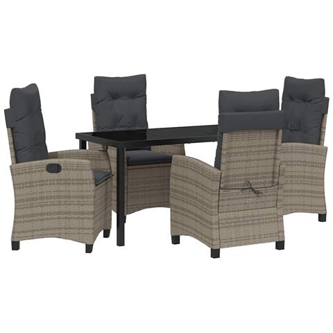 Set da Pranzo per Giardino 5 pcs Grigio polyrattan - Foto 1