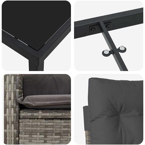 Set da Pranzo per Giardino 5 pcs Grigio polyrattan - Foto 9