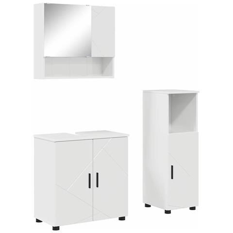 Set di mobili per il bagno 3 pcs Bianco lucido 61 x 35 x 64 cm - Foto 1