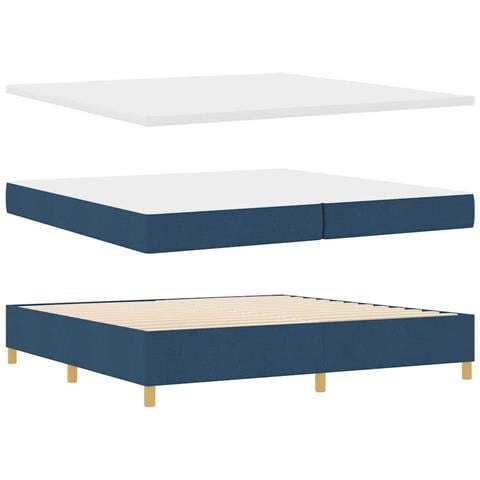 Letto con molle e materasso Grigio Scuro 90x190 cm Tessuto Blu - Foto 1