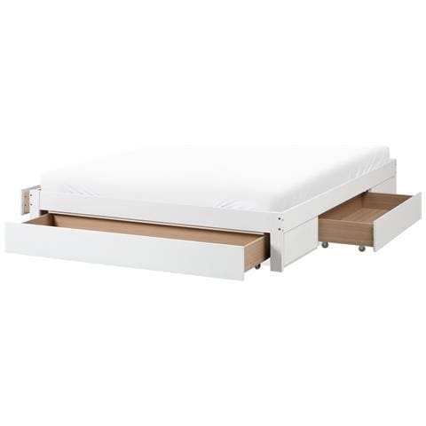 Letto Con Cassetti Contenitore Senza Testata Legno Giat 180 X 200 Cm Bianco - Foto 2