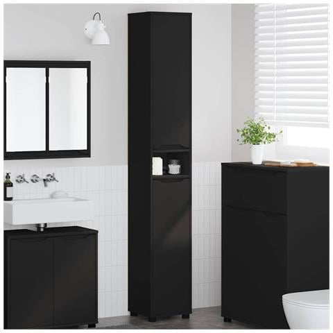 Mobile da Bagno Nero 30,5 x 30 x 195 cm Legno multistrato - Foto 2