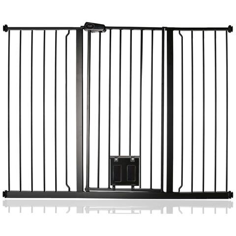 Bettacare Cancelletto Per Animali Con Gattaiola Bloccabile, 133.2cm - 140.8cm, Nero, Altezza Di 104cm - Foto 1