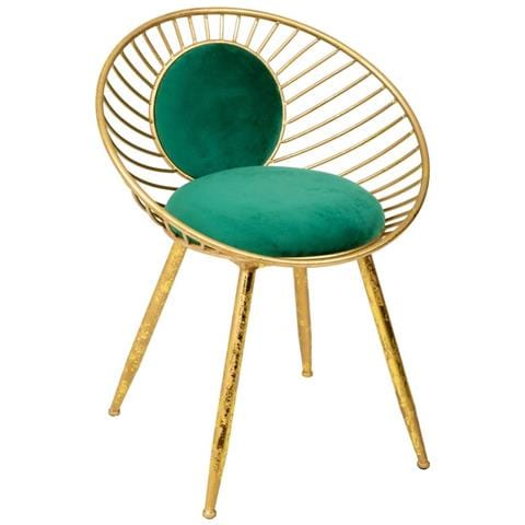 Sgabello Imbottita In Metallo Dorato Verde 55x46x70h - Foto 1