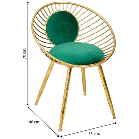 Sgabello Imbottita In Metallo Dorato Verde 55x46x70h - Foto 7