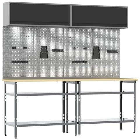 Set banco da lavoro con lo scaffale 8 pcs Nero e Grigio - Foto 1