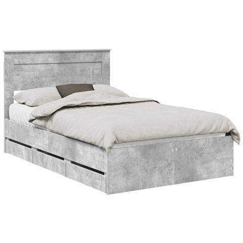 Struttura del letto con cassetto Grigio cemento 135 x 190 cm - Foto 1