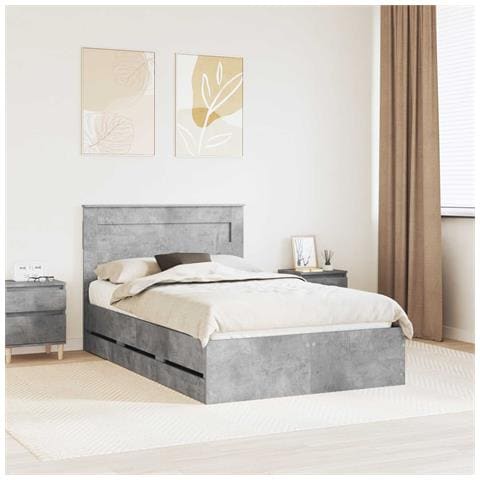 Struttura del letto con cassetto Grigio cemento 135 x 190 cm - Foto 2