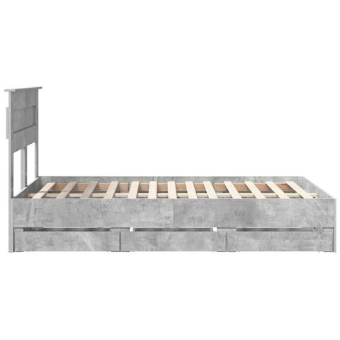 Struttura del letto con cassetto Grigio cemento 135 x 190 cm - Foto 9