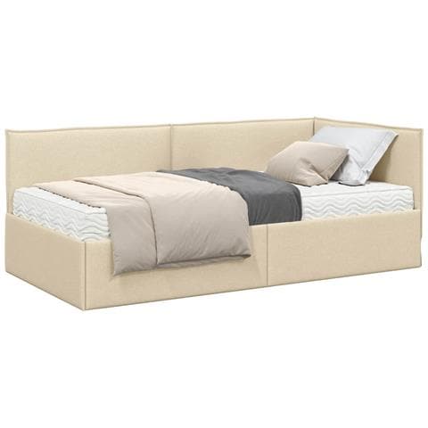 Struttura Letto Angolare con Materasso 2 pcs Crema Velluto - Foto 1