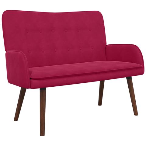 Sofa a Due Posti Rosso vino 115 x 61 x 87 cm Velluto - Foto 1