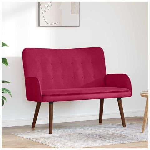 Sofa a Due Posti Rosso vino 115 x 61 x 87 cm Velluto - Foto 2