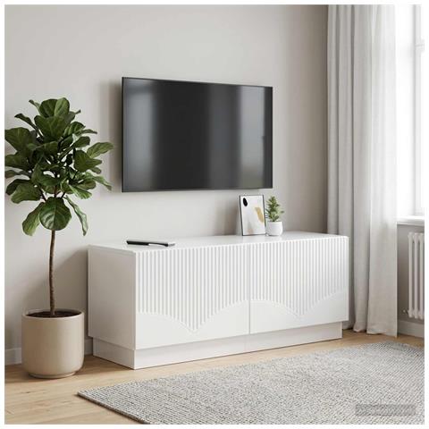 Mobile TV Bianco Lucido Legno ingegnerizzato - Foto 2