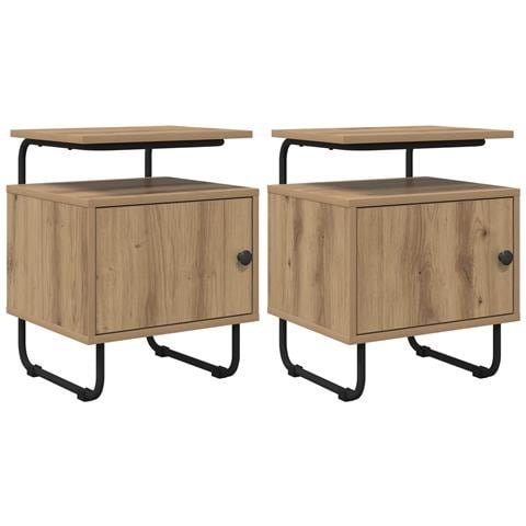 Armadio da Notte 2 pz Rovere Artigianale Legno ingegnerizzato - Foto 1