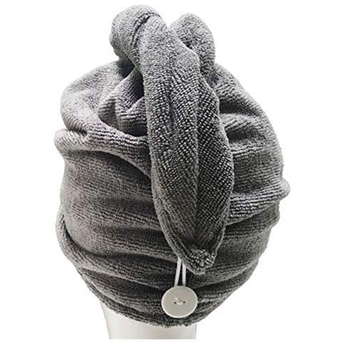 Microfibra Capelli Turbante Wrap Tovagliolo Di Secchezza 30 X 71 Cm 2 Pack (grigio Scuro) - Foto 4