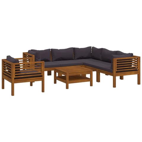 Set Divani Da Giardino 7 Pz Con Cuscini In Massello Di Acacia - Foto 1