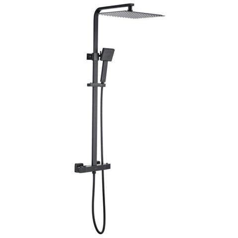 Colonna Doccia - Miscelatore Termostatico - Testa Quadrata Alta 30x30 Cm - Nero Opaco - Foto 1