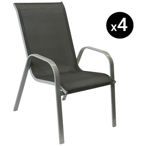 Set Di 4 Sedie Marbella In Textilene Grigio - Alluminio Grigio - Foto 9