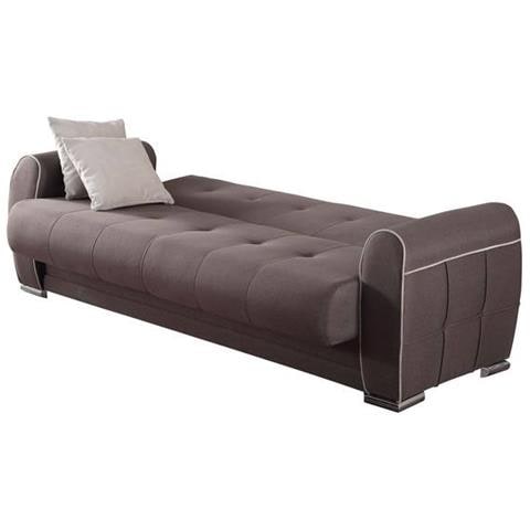 Divano Letto Alejandro, Divano Letto Contenitore A 3 Posti Con 2 Cuscini Inclusi, Sofà Da Soggiorno In Tessuto Imbottito Con Apertura Click-clack, 224x85h87 Cm, Grigio Chiaro - Foto 3