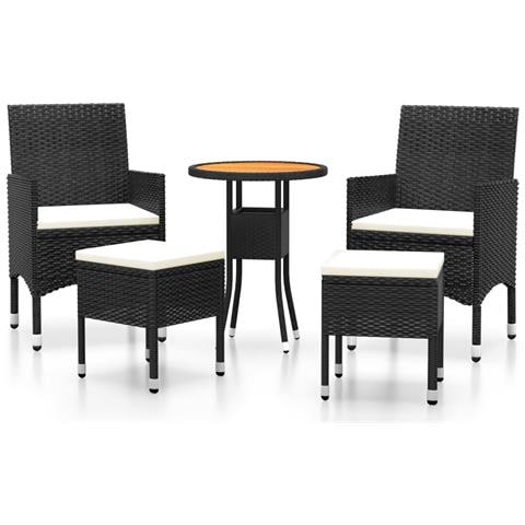 Set Divani Da Giardino 5 Pz In Polyrattan Nero - Foto 2