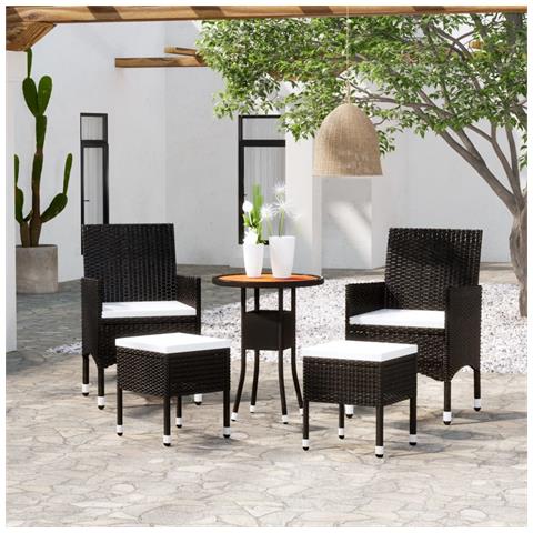 Set Divani Da Giardino 5 Pz In Polyrattan Nero - Foto 1