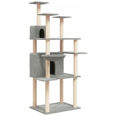 Albero Per Gatti Con Tiragraffi In Sisal Grigio Chiaro 166 Cm - Foto 1