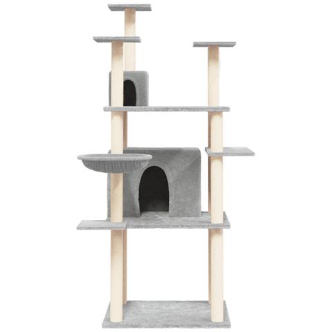 Albero Per Gatti Con Tiragraffi In Sisal Grigio Chiaro 166 Cm - Foto 2