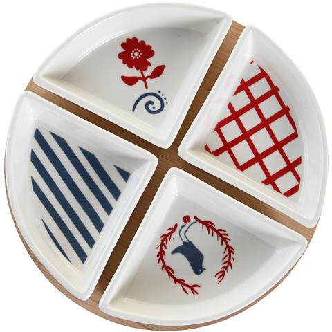 Set Da Aperitivo Dkd Home Decor 21,5 X 21,5 X 1 Cm Rosso Azzurro Bianco Gres Mediterraneo Case - Foto 2