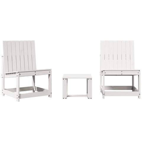 Set Salotto da Giardino 3 pz Bianco in Legno Massello di Pino - Foto 1