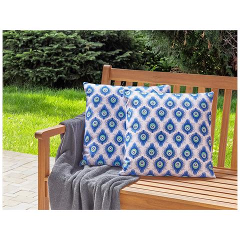 Set Di 2 Cuscini Da Esterno Blu E Rosa 45 X 45 Cm Ceriana - Foto 1