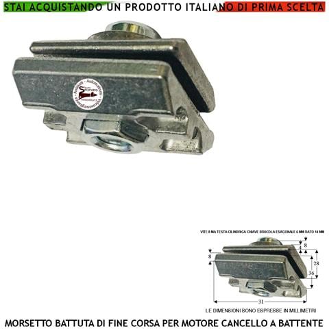 Fermo Di Fine Corsa Morsetto Meccanico Per Il Motore Del Cancello A Battente Inserito Nella Guida Dello Stelo Anterior - Foto 1