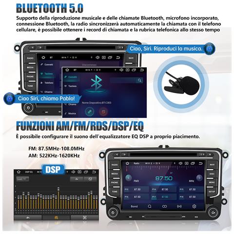 Autoradio 2 Din 4g+64gb Con 4g Sim Android 13 Carplay Android Auto Per Vw Volkswagen Golf 5 6 Polo Passat Skoda Seat Tiguan, 7 Pollici Car Radio Cd Bluetooth Sd Gps Comandi Al Volante - Foto 2