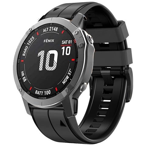 Cinturini Per Orologi In Silicone Morbido Da 26 Mm Per Garmin Fenix 6x /fenix7x / 7x Pro, Coros Black - Foto 2