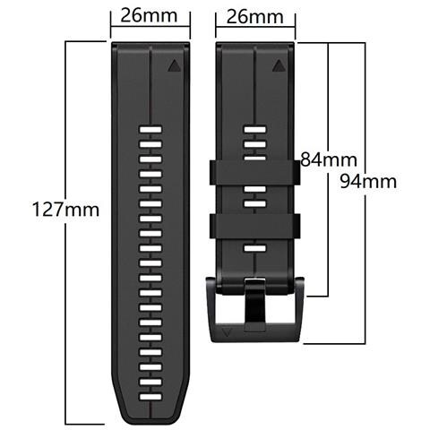 Cinturini Per Orologi In Silicone Morbido Da 26 Mm Per Garmin Fenix 6x /fenix7x / 7x Pro, Coros Black - Foto 3